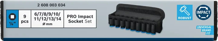 Conjunto de soquetes de impacto Bosch PRO 1/4″ 9 peças.